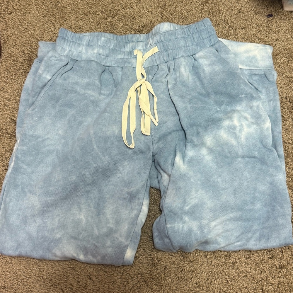 POPFLEX ACTIVE | Tie Dye Blue “Cloud” Sweatpants, Size Small “Stunning”